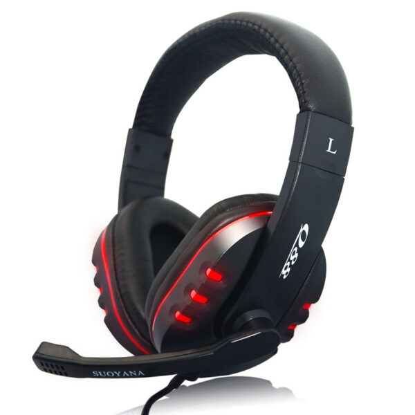 Wholesale music gaming LED stereo wired headphones with microphone