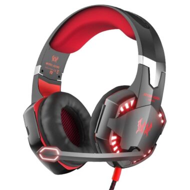 LED wired gaming headphones with microphone for PC gamers