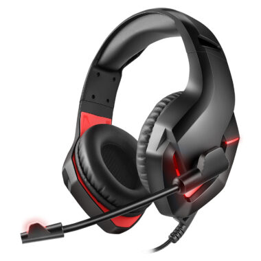 LED wired gaming headphones with microphone for PC gamers