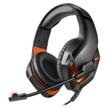 LED wired gaming headphones with microphone for PC gamers
