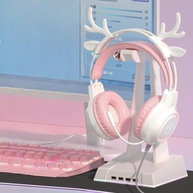 Cat-ear noise-cancelling esports wired gaming headphone