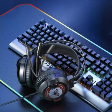 Esports desktop PC gaming wired headphone with microphone