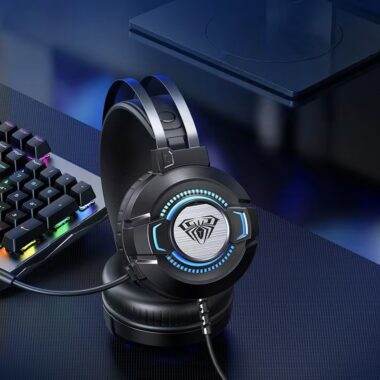 Esports desktop PC gaming wired headphone with microphone