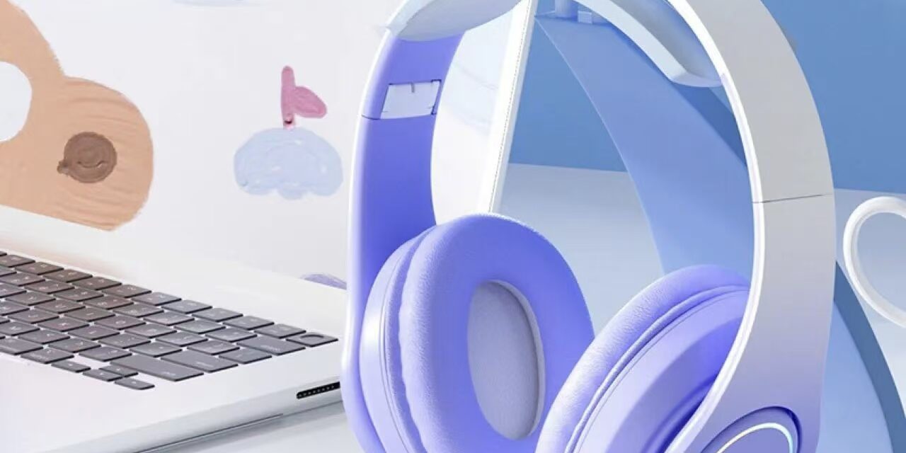 Gradient light bass noise-isolating Bluetooth wireless headphone